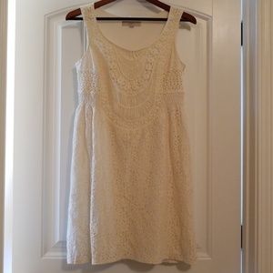 Loft cream lace dress crochet detail